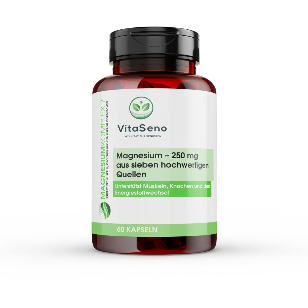Magnesium-Komplex hochdosiert – Magnesium Komplex7, gut verträglich für Senioren, 60 Kapseln