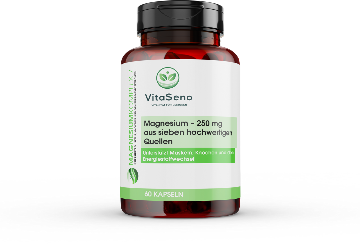 Magnesium-Komplex hochdosiert – Magnesium Komplex7, gut verträglich für Senioren, 60 Kapseln