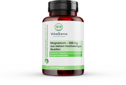 Magnesium-Komplex hochdosiert – Magnesium Komplex7, gut verträglich für Senioren, 60 Kapseln